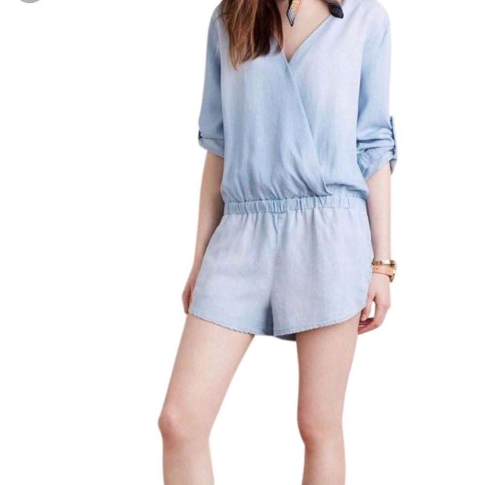 Anthropologie Cloth & Stone Chambray romper